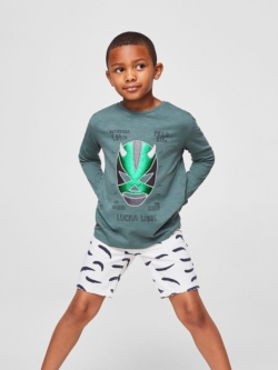 Printed cotton-blend t-shirt